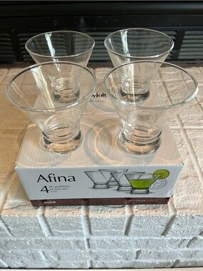 JoyJolt Afina Stemless Martini Glasses – 4 Pc Set, 8 oz (New in Box)